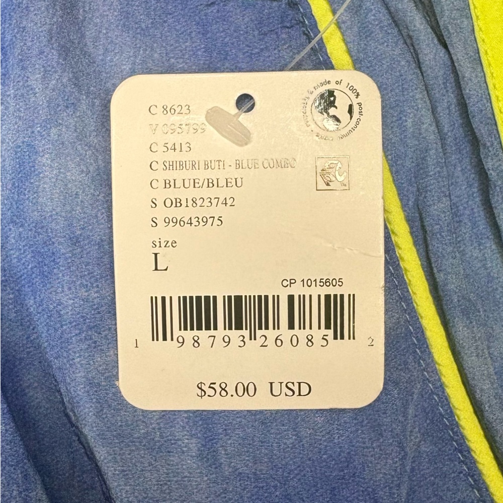 NWT FP Movement Long Shot Printed Logo Shorts in Shiburi Buti Blue Combo size L - Picture 11 of 15